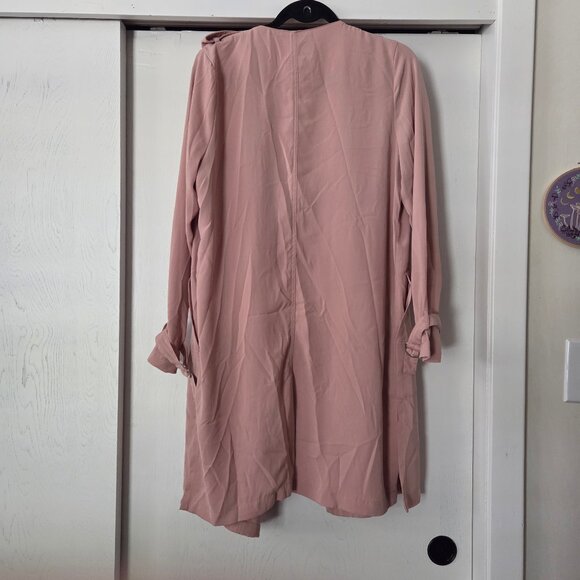 Forever 21 M Dusty Pink Lightweight Trench Coat Open Front Layering Over Shirt - Picture 7 of 7